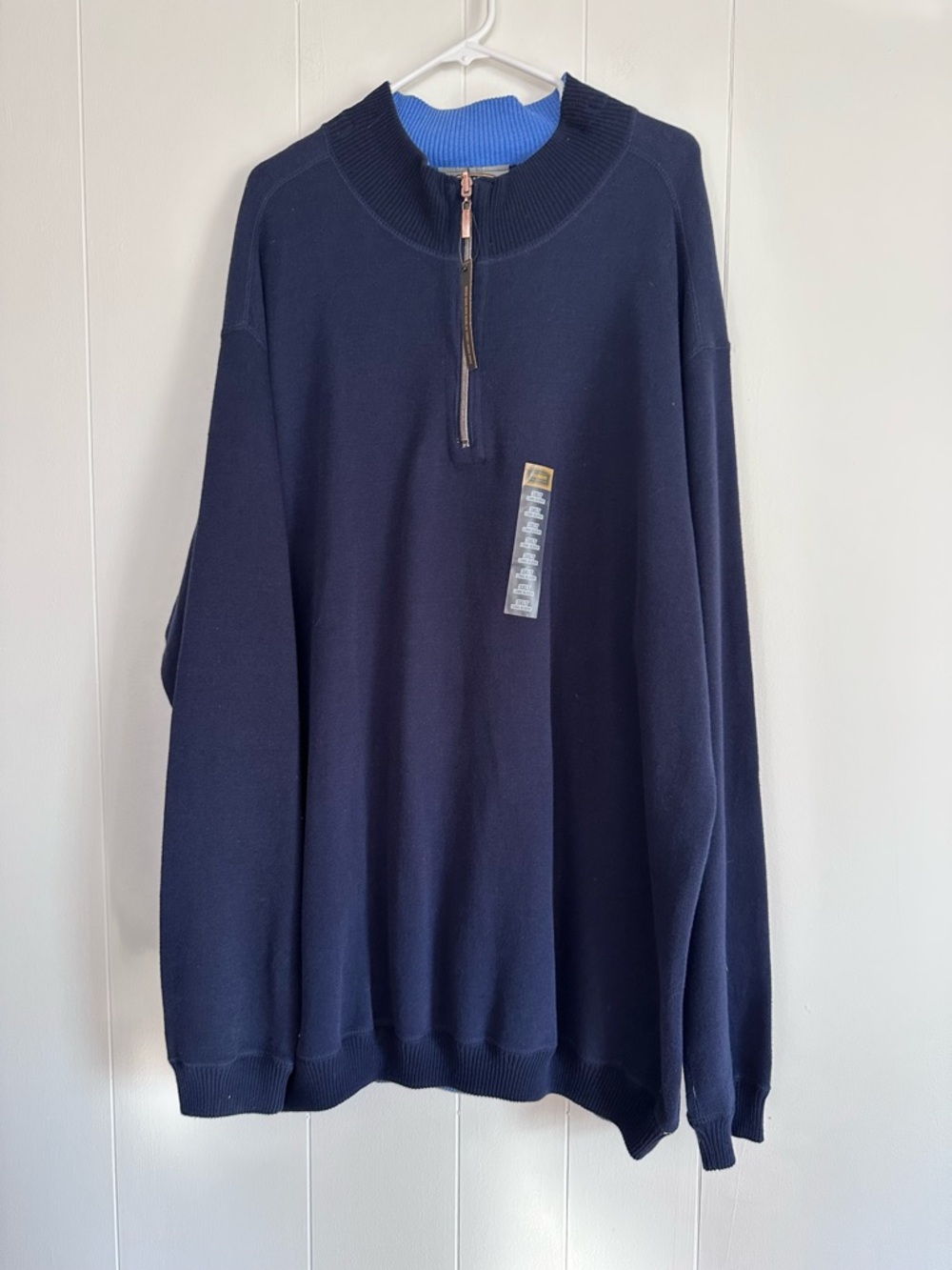 Foundry men's 3XLT Cotton Quarter Zip Pullover Navy Big Tall Sweater Casual - Picture 3 of 8